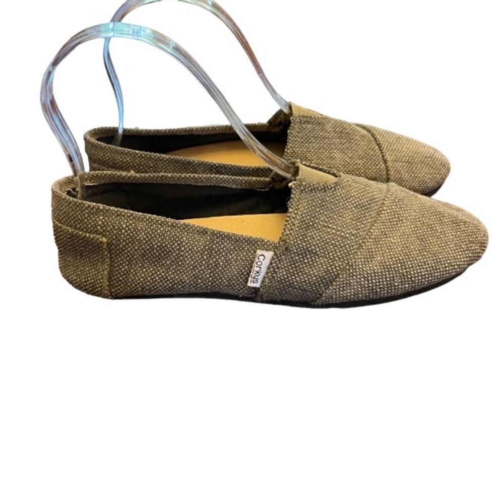 Corkys SUES Women Casual Canvas Flats Shoes Slip On Beach Olive Green Size 7